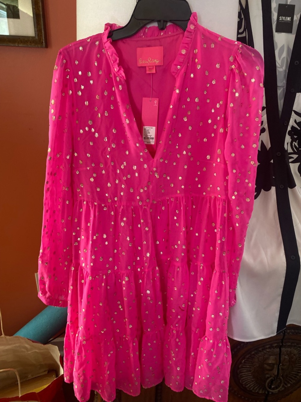 Lilly Pulitzer Pink Topaz Dress with Gold Metallic Dots